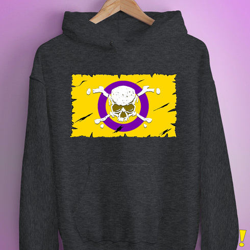 Intersex Pride Pirate Flag Hoodie - Dark Grey Heather
